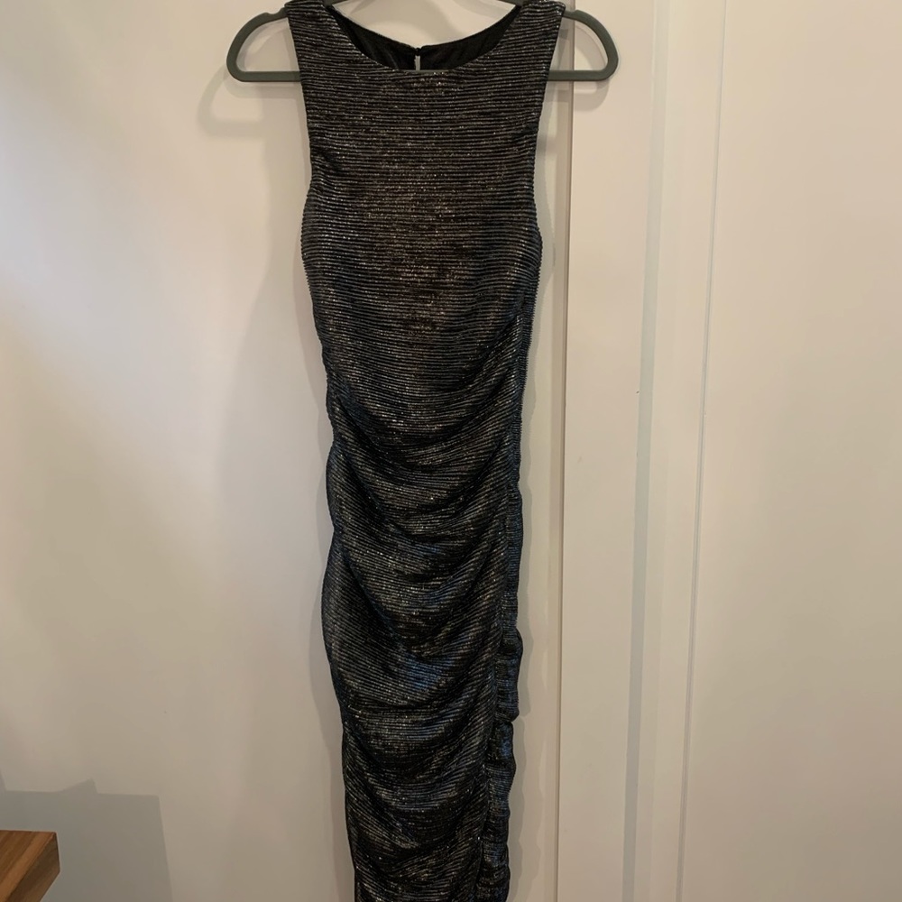 Long black and silver sparkly dress by Line and Dot